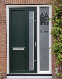 Raamfolie verticaal huisjes met tekst home
